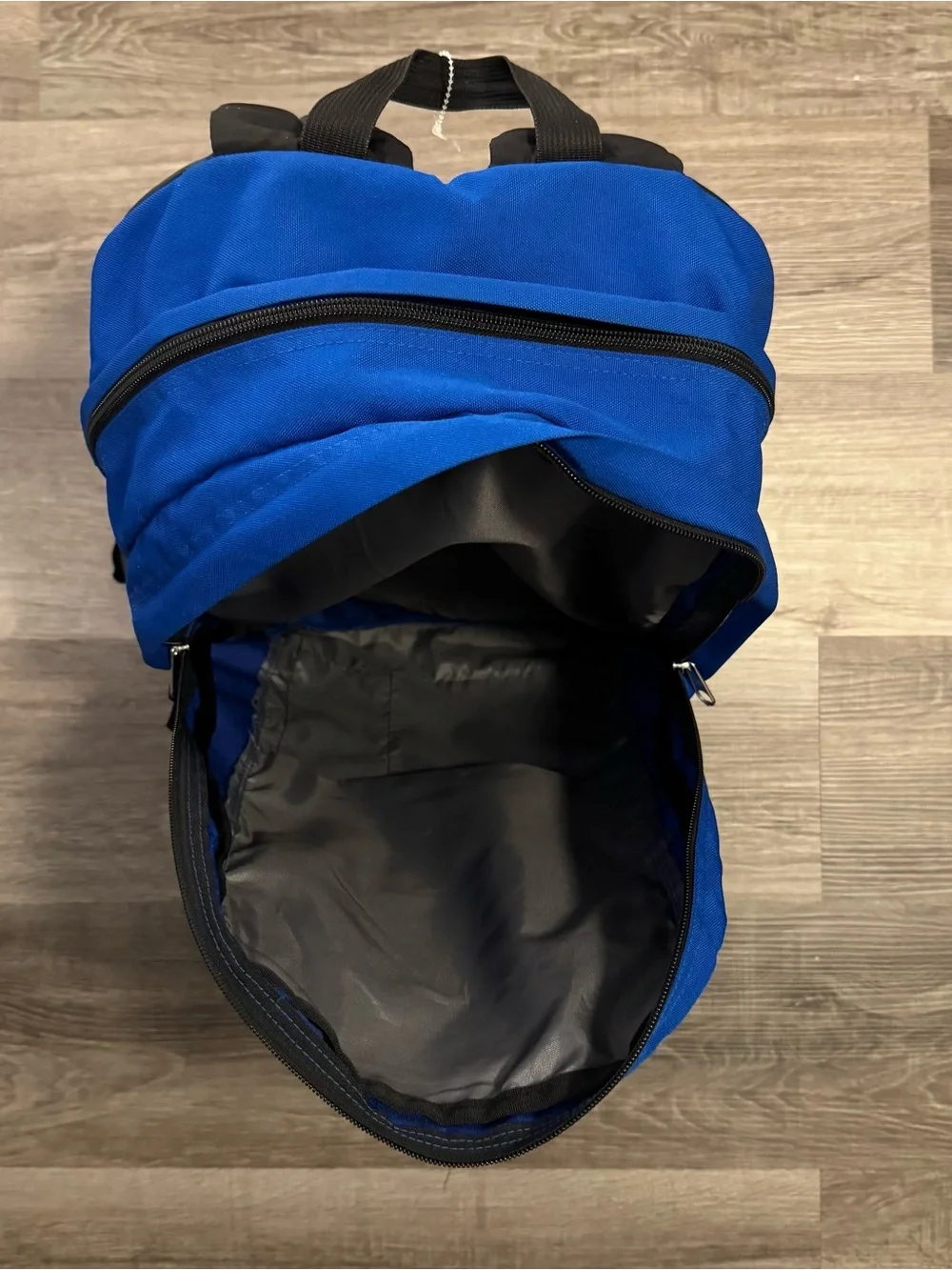 JanSport Large Blue/Black Zip Backpack Padded Adjustable Straps Front Pocket